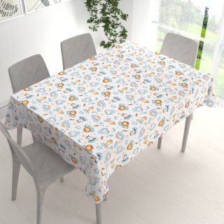 Detský bavlnený obdĺžnikový obrus Sandra SA-693 Africké zvieratká na modrých obláčikoch na bielom - detail 1 - Biante.sk Detský bavlnený obdĺžnikový obrus Sandra SA-693 Africké zvieratká na modrých obláčikoch na bielom - detail 1 - Biante.sk