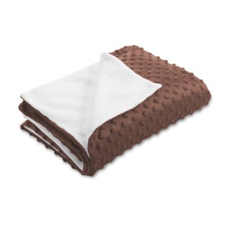 Dětská oboustranná deka Minky TOP 3D puntíky/Polar MKP-052 Čokoládově hnědá - Biante.cz