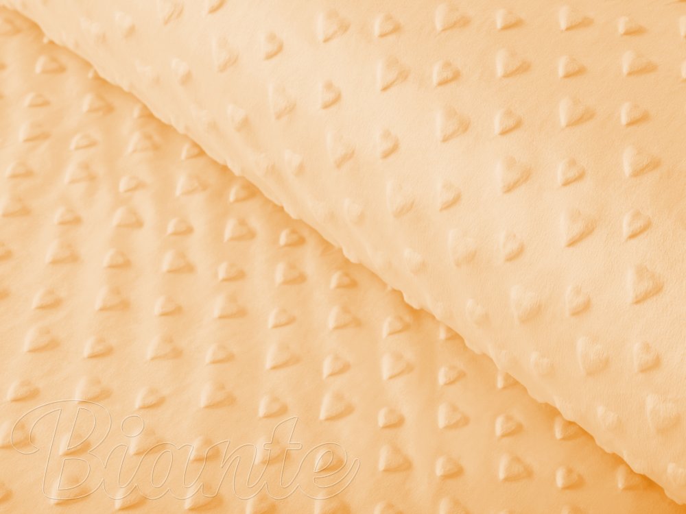Dětská látka Minky 3D srdíčka MKS-007 Světle meruňková - šířka 150 cm - Biante.cz