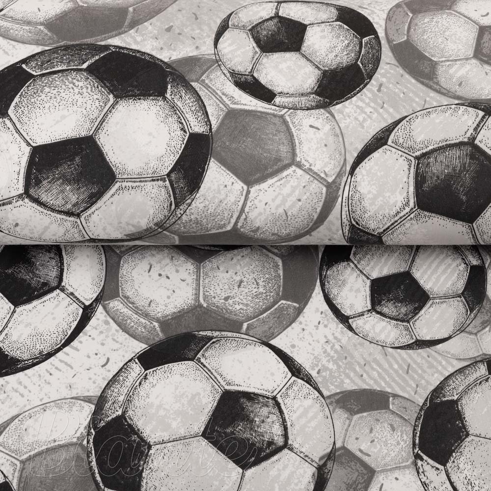 Detská bavlnená látka/plátno Sandra SA-776 Čierno-sivé futbalové lopty - šírka 160 cm - detail 2 - Biante.sk