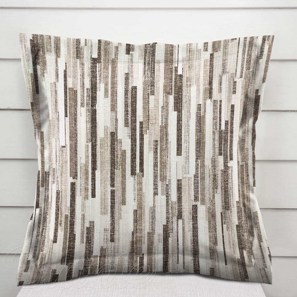 Dekorační povlak na polštář s lemem Leona LN-176 Hnědo-béžové proužky - Biante.cz