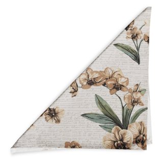 Bavlněný šátek Sandra SA-624 Hnědé orchideje na bílém - detail 1 - Biante.cz