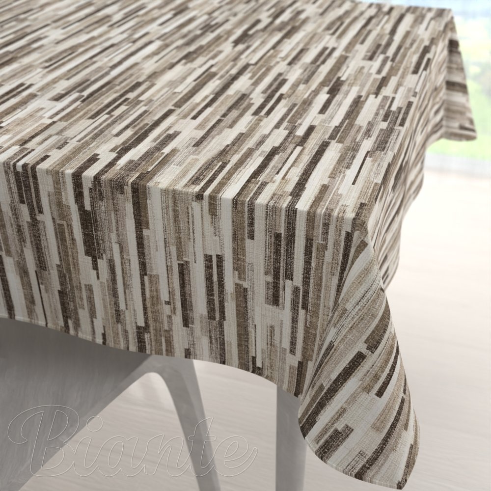 Dekorační čtvercový ubrus Leona LN-176 Hnědo-béžové proužky - Biante.cz