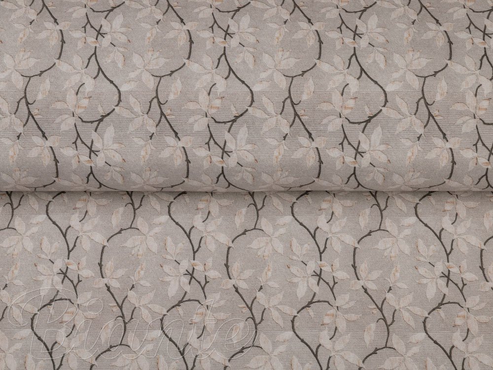 Dekorační látka PML-086 Pnoucí větvičky na hnědošedém - šířka 150 cm - detail 2 - Biante.cz