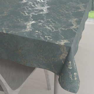 Veľký zamatový obdĺžnikový obrus Isabela IBL-020 Zlatý/dymový mramor na svetlo modrosivom - Biante.sk