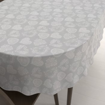 Dekorační oválný ubrus PML-071 Srdce s ornamenty na šedém - Biante.cz Dekorační oválný ubrus PML-071 Srdce s ornamenty na šedém - Biante.cz