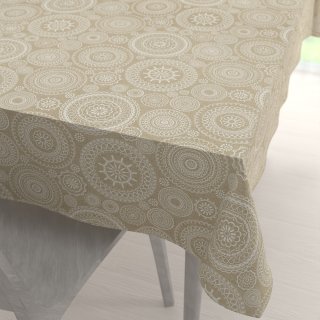 Veľký dekoračný obdĺžnikový obrus Leona LN-170 Biele mandaly na režnom - Biante.sk Veľký dekoračný obdĺžnikový obrus Leona LN-170 Biele mandaly na režnom - Biante.sk