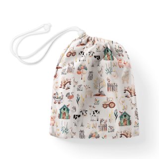 Bavlněný pytlík/sáček na přezůvky Sandra SA-563 Zvířátka na farmě na bílém - Biante.cz Bavlněný pytlík/sáček na přezůvky Sandra SA-563 Zvířátka na farmě na bílém - Biante.cz