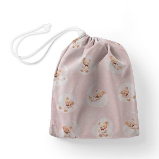 Bavlněný pytlík/sáček na přezůvky Sandra SA-743 Spící medvídci na obláčcích na světle růžovém - Biante.cz