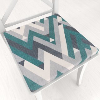 Zamatový štvorcový podsedák Tamara TMR-026 Zeleno-sivý designový cik-cak - 38x38x3 cm - Biante.sk