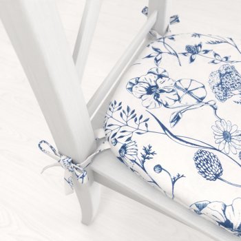 Oblý podsedák PML-060 Modré luční kvítí na bílém - 39x37x3 cm - detail 1 - Biante.cz