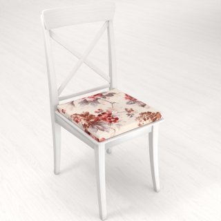 Zamatový štvorcový podsedák Tamara TMR-017 Červené pivonky na pieskovom - 38x38x3 cm - detail 1 - Biante.sk