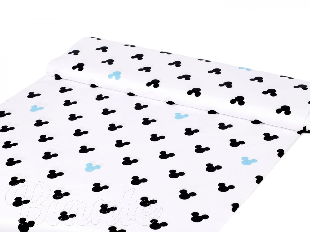 Dětská bavlněná látka/plátno Sandra SA-079 Černé a modré myšky Mickey - šířka 160 cm - Biante.cz