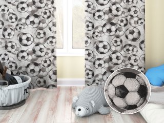 Detský bavlnený záves Sandra SA-776 Čierno-sivé futbalové lopty - Biante.sk