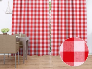 Bavlněný závěs Olivia OL-016 Červeno-bílá kostka velká - Biante.cz