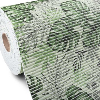 Kúpeľňová penová rohož / predložka PRO-046 Zelené tropické listy - metráž šírka 65 cm - Biante.sk