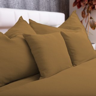 Mušelínové posteľné obliečky Nature MSN-063 Okrovo hnedé - detail 1 - Biante.sk Mušelínové posteľné obliečky Nature MSN-063 Okrovo hnedé - detail 1 - Biante.sk