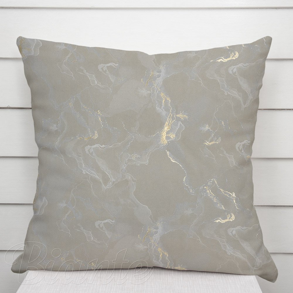 Sametový povlak na polštář Isabela IBL-019 Zlatý/kouřový mramor na šedobéžovém - Biante.cz