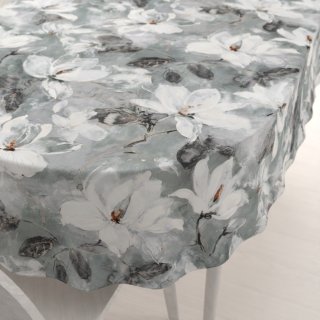 Sametový oválný ubrus Tamara TMR-016 Designové květiny na šedozeleném - Biante.cz Sametový oválný ubrus Tamara TMR-016 Designové květiny na šedozeleném - Biante.cz