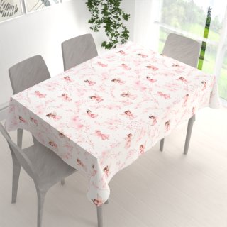 Dětský bavlněný obdélníkový ubrus Sandra SA-684 Růžové víly na bílém - detail 1 - Biante.cz Dětský bavlněný obdélníkový ubrus Sandra SA-684 Růžové víly na bílém - detail 1 - Biante.cz