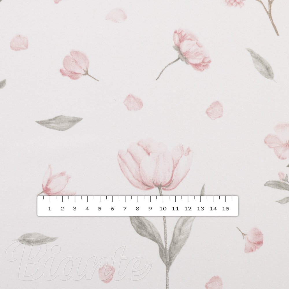 Bavlněná látka/plátno Sandra SA-741 Růžové jarní květy na bílém - šířka 160 cm - detail 3 - Biante.cz