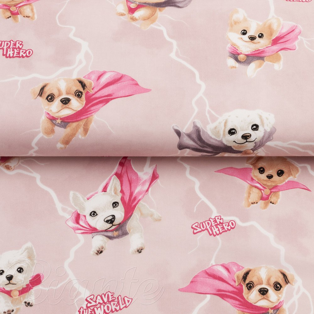 Detská bavlnená látka/plátno Sandra SA-650 Psí superhrdinovia na staroružovom - šírka 160 cm - detail 2 - Biante.sk