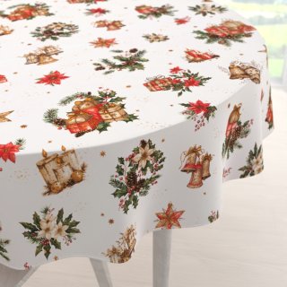 Vianočný bavlnený okrúhly obrus Sandra SA-515 Vianočné hviezdy a ozdoby na bielom - Biante.sk Vianočný bavlnený okrúhly obrus Sandra SA-515 Vianočné hviezdy a ozdoby na bielom - Biante.sk