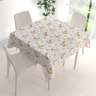 Velikonoční teflonový čtvercový ubrus TF-107 Zajíčci na bílém - detail 1 - Biante.cz Velikonoční teflonový čtvercový ubrus TF-107 Zajíčci na bílém - detail 1 - Biante.cz