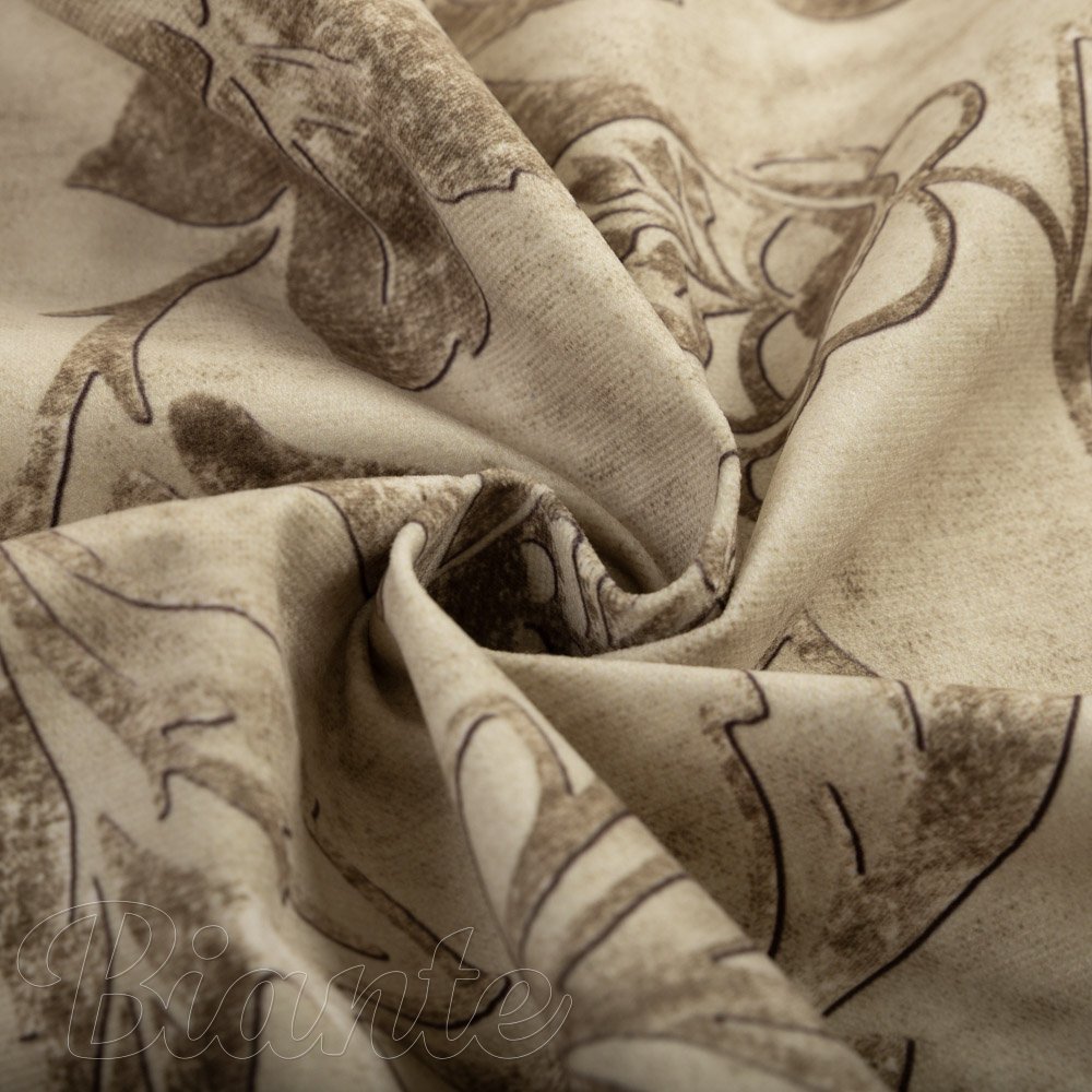 Sametová látka Tamara TMR-056 Hnědé zámecké květy na světle hnědém - šířka 150 cm - detail 4 - Biante.cz