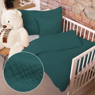 Dětské mušelínové povlečení do postýlky Nature MSN-043 Tmavé petrolejově zelené - Biante.cz