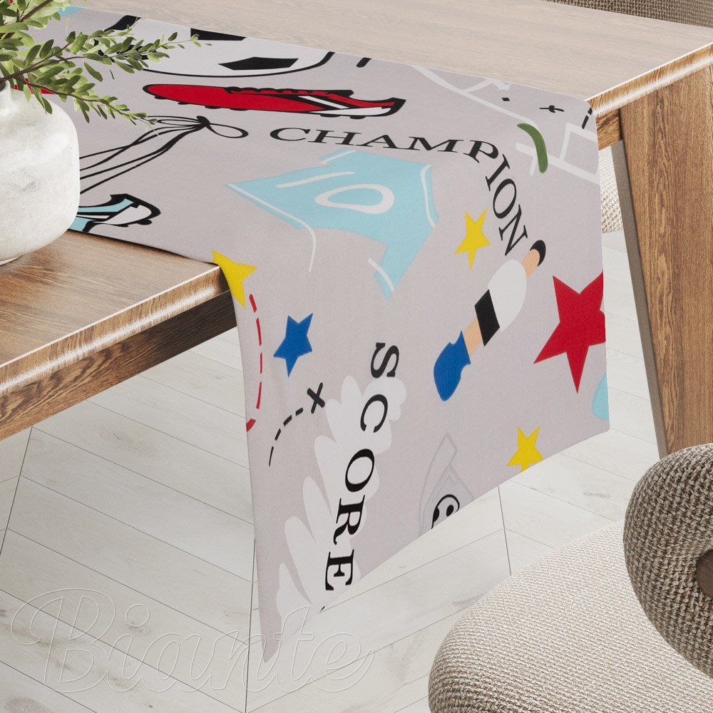 Detský bavlnený behúň na stôl Sandra SA-646 Futbal to je hra - na sivom - Biante.sk