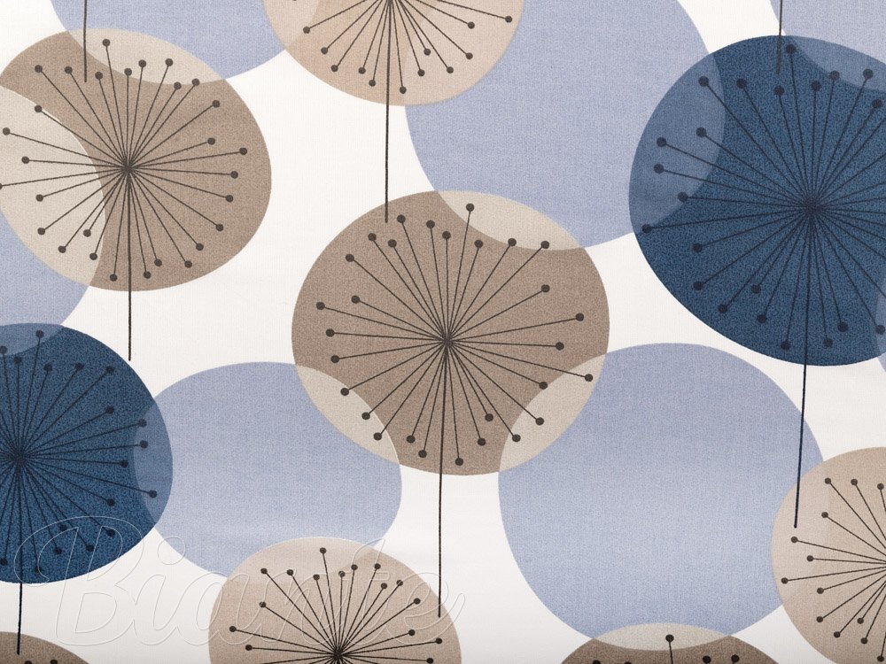 Bavlněná látka/plátno Sandra SA-446 Modro-hnědé designové pampelišky - šířka 160 cm - detail 5 - Biante.cz