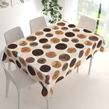 Bavlněný obdélníkový ubrus Sandra SA-488 Hnědo-béžové designové pampelišky - detail 1 - Biante.cz
