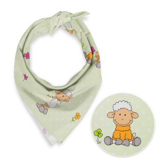 Detská bavlnená šatka Sandra SA-729 Veselé ovečky na svetlo zelenom bodkovanom - Biante.sk