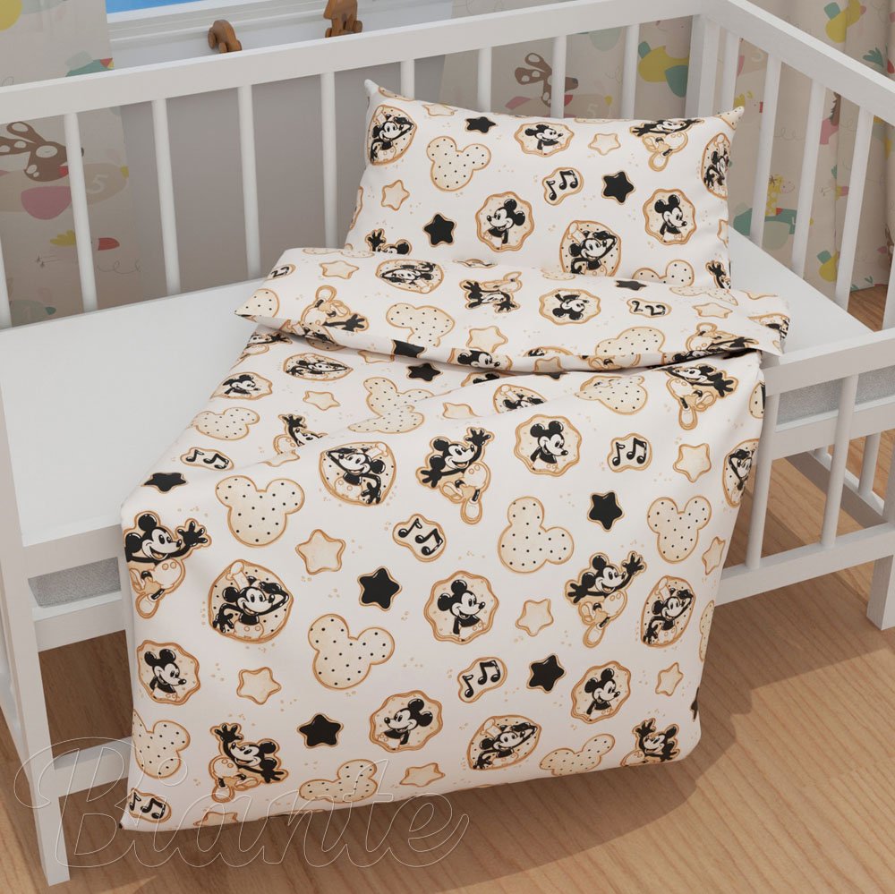 Dětské bavlněné povlečení do postýlky Sandra SA-642 Veselý myšák Miky - detail 1 - Biante.cz