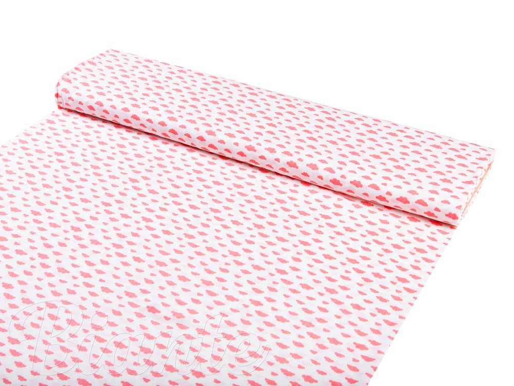 Dětská bavlněná látka/plátno Sandra SA-128 Korálové obláčky na bílém - šířka 160 cm - detail 1 - Biante.cz