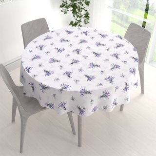 Teflonový kulatý ubrus TF-128 Snítky levandulí na bílém - detail 1 - Biante.cz Teflonový kulatý ubrus TF-128 Snítky levandulí na bílém - detail 1 - Biante.cz