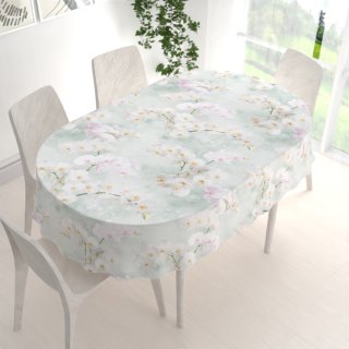 Dekorační oválný ubrus PM-019 Orchideje na světle zeleném - detail 1 - Biante.cz