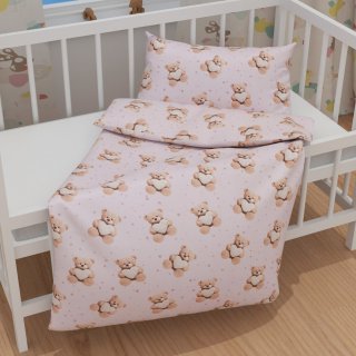 Dětské bavlněné povlečení do postýlky Sandra SA-723 Medvídci se srdíčky na fialkovém - detail 1 - Biante.cz