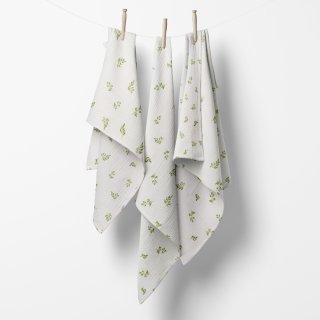 Mušelínová plena/dečka Nature MSN-081 Zelené větvičky na bílém - ZVÝHODNĚNÁ SADA 3 KS - detail 1 - Biante.cz