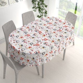 Bavlněný oválný ubrus Sandra SA-661 Sněhuláci na světle šedém - detail 1 - Biante.cz Bavlněný oválný ubrus Sandra SA-661 Sněhuláci na světle šedém - detail 1 - Biante.cz