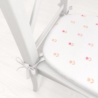 Teflonový oblý podsedák TF-115 Barevné tulipánky na bílém - 39x37x3 cm - detail 1 - Biante.cz
