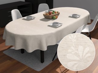 Teflonový oválný ubrus TF-076 Květinový ornament na režném - Biante.cz Teflonový oválný ubrus TF-076 Květinový ornament na režném - Biante.cz