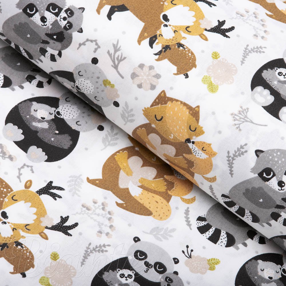 Dětská bavlněná látka/plátno Sandra SA-223 Zvířátka s mláďátky - šířka 160 cm - Biante.cz