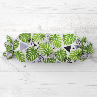 Polštář válec bonbon Sandra SA-175 Zelené listy Monstera - Biante.cz