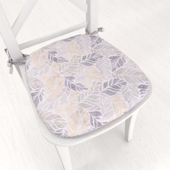 Oblý podsedák PML-057 Mozaika žlutošedých listů na šedém - 39x37x3 cm - Biante.cz Oblý podsedák PML-057 Mozaika žlutošedých listů na šedém - 39x37x3 cm - Biante.cz