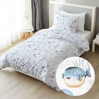 Dětské bavlněné ložní povlečení Sandra SA-442 Mořský svět modrý na bílém - Biante.cz