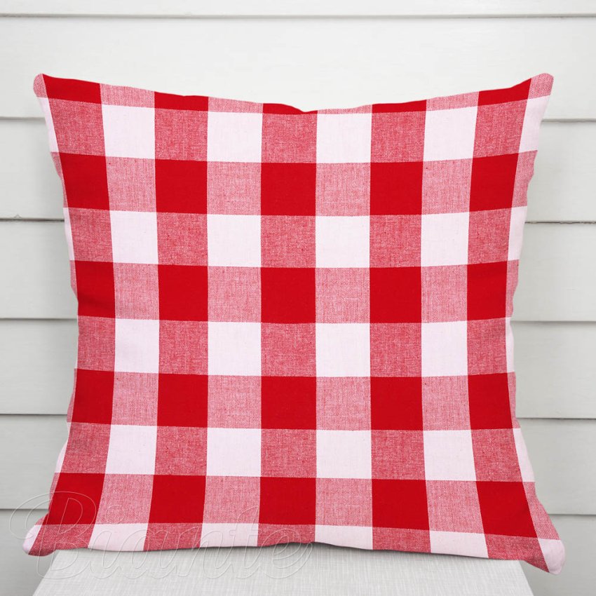 Bavlněný povlak na polštář Olivia OL-016 Červeno-bílá kostka velká - Biante.cz