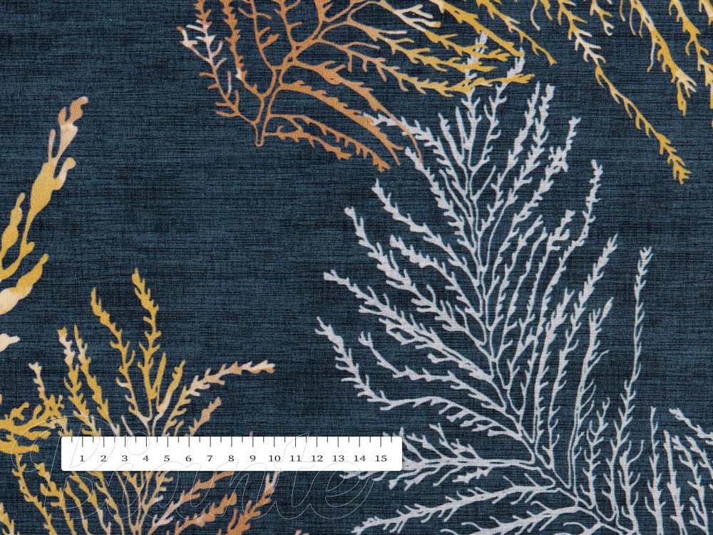 Sametová látka Tamara TMR-005 Kapradí na modrošedém - šířka 150 cm - detail 3 - Biante.cz Sametová látka Tamara TMR-005 Kapradí na modrošedém - šířka 150 cm - detail 3 - Biante.cz