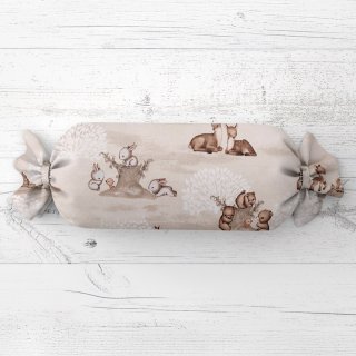 Dětský polštář válec bonbon Sandra SA-698 Hnědá lesní zvířátka na béžovém - Biante.cz Dětský polštář válec bonbon Sandra SA-698 Hnědá lesní zvířátka na béžovém - Biante.cz